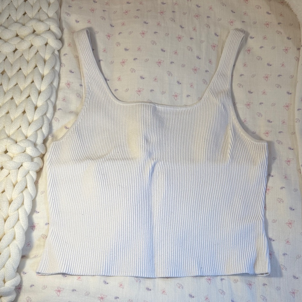 Aritzia Cream Ribbed Tank Top
